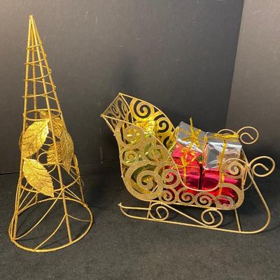 Lot 292. Gold Christmas Decor and Precious Moments