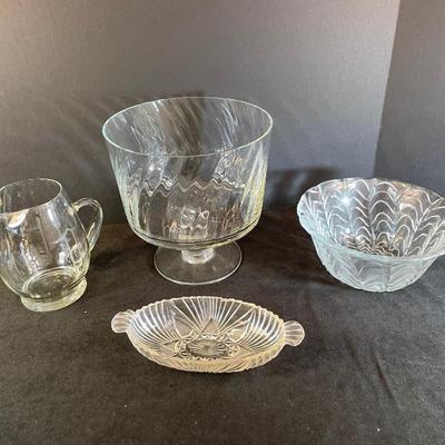 Lot 306. Glass Trifle Bowl and Serving Pieces