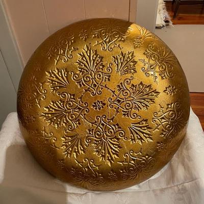 Vintage Iridescent Gold Red Inlay Decorative Large Bowl