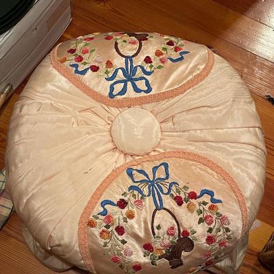 Vintage Aimee Jo Original Embroidered Foot Stool