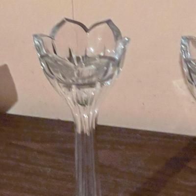 Vintage Gorham Lotus Tulip Shaped Vertical Cut Crystal Candlesticks