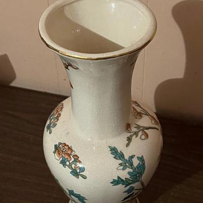Vintage Asian Vase with Floral Design