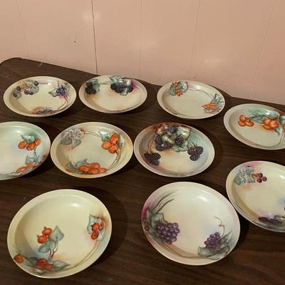 Set of 10 Vintage Rosenthall Bavarian China Fruit Pattern Bowls
