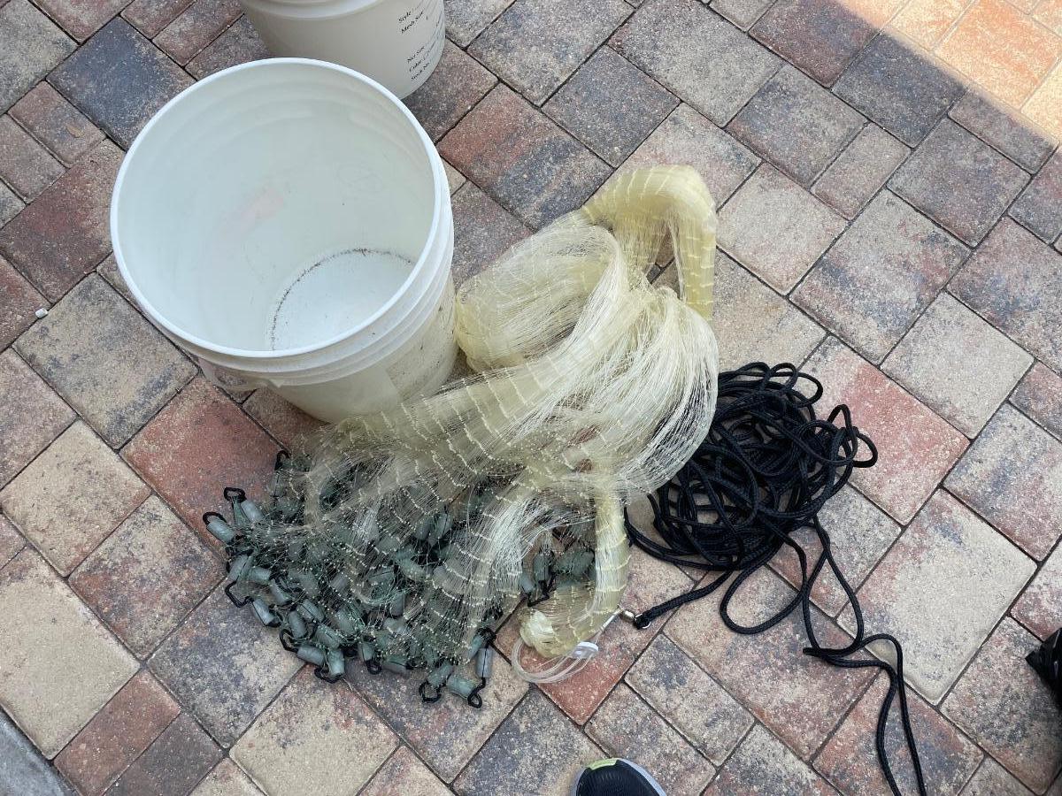 Lot 79. Weighted Fishing Net with Storage Bucket
