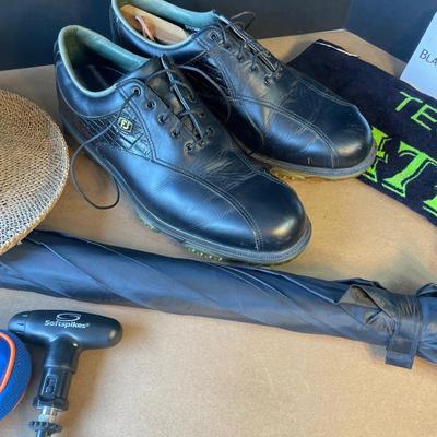 Lot 87. Men's FootJoy Golf Shoes sz 12 and Straw Hat