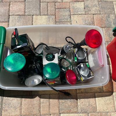 Lot 99. Large Assortment of Outdoor Floods, Extension Cords, etc