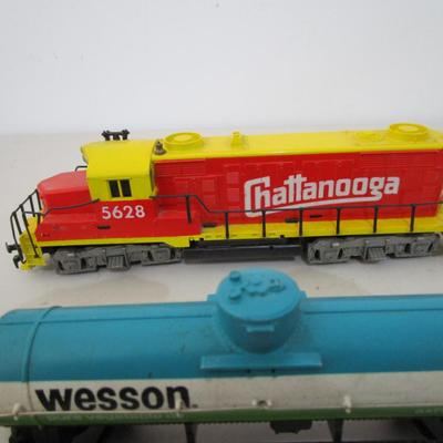 #18 3 HO train cars, and misc. cars