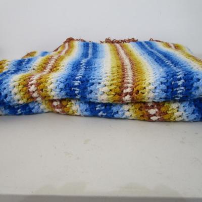 #50 Multi colored afghan with fringe