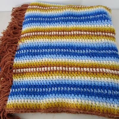 #50 Multi colored afghan with fringe