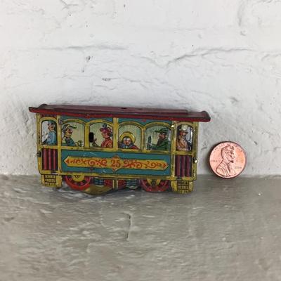 B1095 Rare Antique Meier Lithographed Trolly Car German Penny Toy