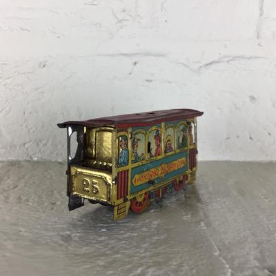 B1095 Rare Antique Meier Lithographed Trolly Car German Penny Toy