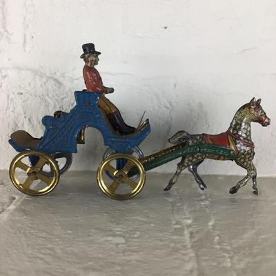 B1096 Rare Meier Horse Drawn â€œDos A Dosâ€ Carriage Lithographed German Penny Toy