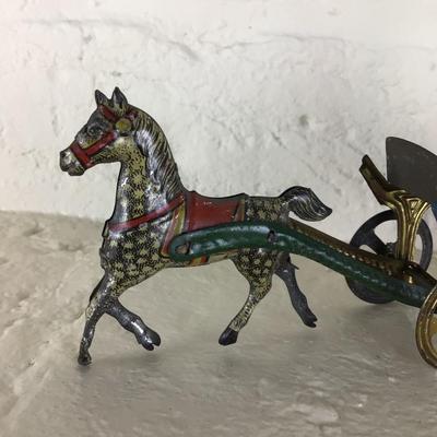 B1096 Rare Meier Horse Drawn â€œDos A Dosâ€ Carriage Lithographed German Penny Toy