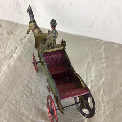 B1097 Rare Meier Horse Drawn Carriage Lithographed German Tin Penny Toy