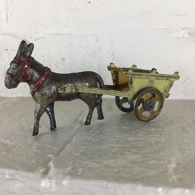 B1098 Rare Meier Donkey Wagon Tin Lithograph German Penny Toy
