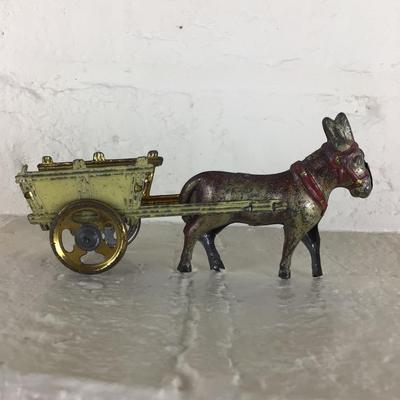 B1098 Rare Meier Donkey Wagon Tin Lithograph German Penny Toy