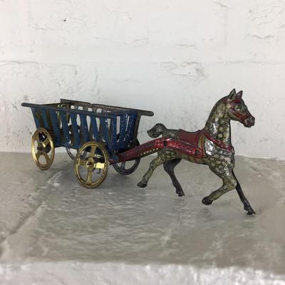 B1175 Rare Meier Horse drawn Wagon German Tin Lithograph Penny Toy