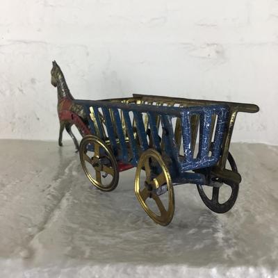 B1175 Rare Meier Horse drawn Wagon German Tin Lithograph Penny Toy