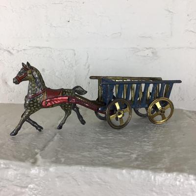 B1175 Rare Meier Horse drawn Wagon German Tin Lithograph Penny Toy