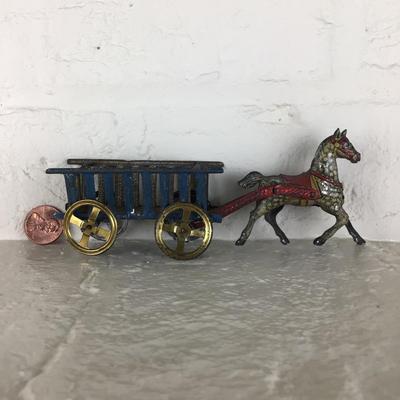 B1175 Rare Meier Horse drawn Wagon German Tin Lithograph Penny Toy
