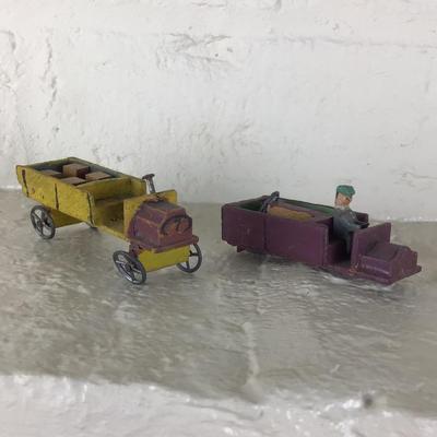 B1176 Two Antique Simon &  Rivollet Buses, 2 German Wooden Cars