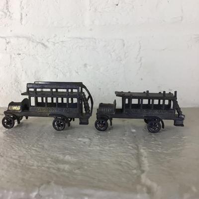 B1176 Two Antique Simon &  Rivollet Buses, 2 German Wooden Cars