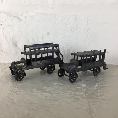 B1176 Two Antique Simon &  Rivollet Buses, 2 German Wooden Cars