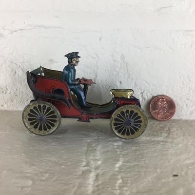 B1177 Rare Meier Tin Lithograph Toy Car w/ Driver German Penny Toy