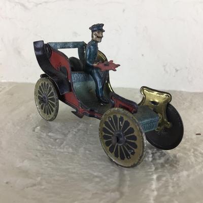 B1177 Rare Meier Tin Lithograph Toy Car w/ Driver German Penny Toy