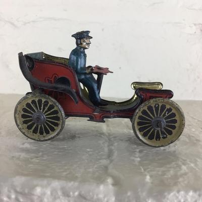 B1177 Rare Meier Tin Lithograph Toy Car w/ Driver German Penny Toy