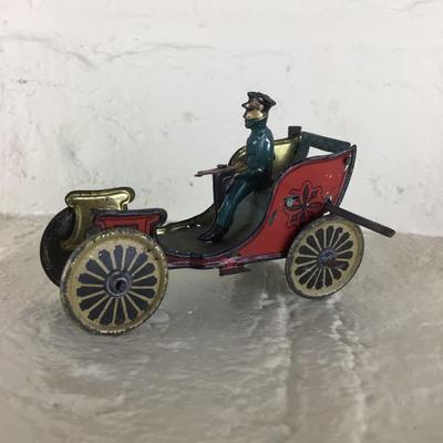 B1177 Rare Meier Tin Lithograph Toy Car w/ Driver German Penny Toy