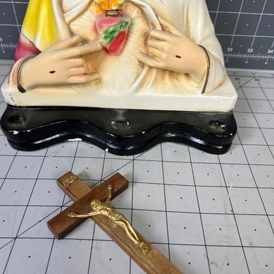 Vintage Plaster Of Jesus, With Secret Hiding Spot for Holy Water