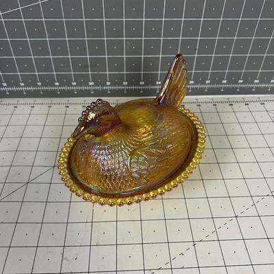 Carnival Glass Chicken Covered Dish