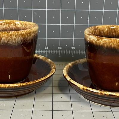 2 Oven Proof Drip Edge Coffee Cup and Saucer 