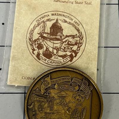 Bronze Souvenir Coin from Washington State Centennial 
