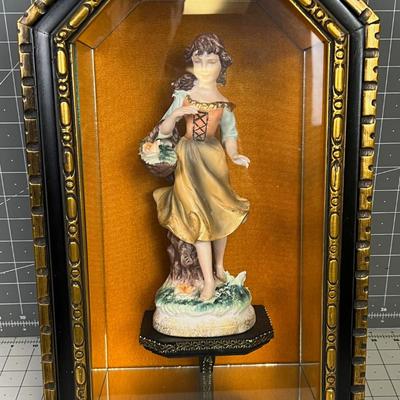 Shadow Box With ceramic Porcelain Sculpture 