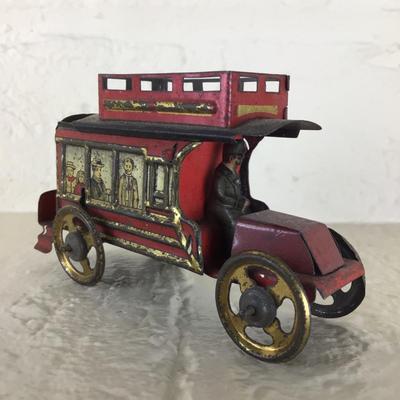 B1181 Rare Meier Lithographed Tin German Bus Penny Toy