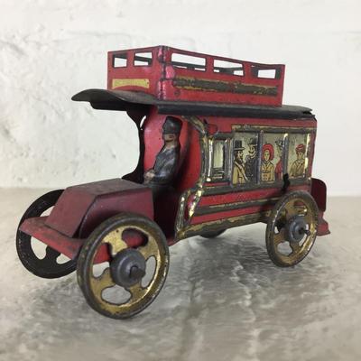 B1181 Rare Meier Lithographed Tin German Bus Penny Toy