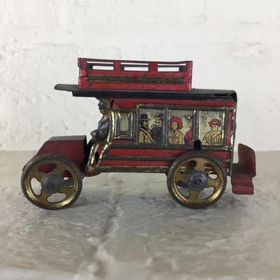 B1181 Rare Meier Lithographed Tin German Bus Penny Toy
