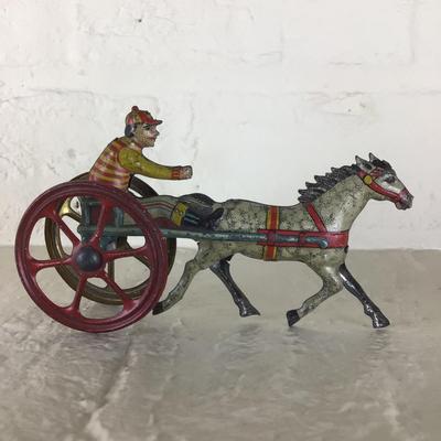B1183 Rare Meier German Racing Jockey Tin Lithographed Penny Toy