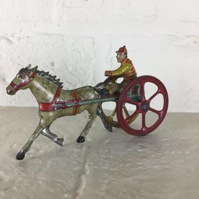 B1183 Rare Meier German Racing Jockey Tin Lithographed Penny Toy