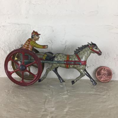 B1183 Rare Meier German Racing Jockey Tin Lithographed Penny Toy