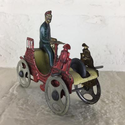 B1185 Rare Meier Tin Lithographed Horseless Carriage Cart German Penny Toy
