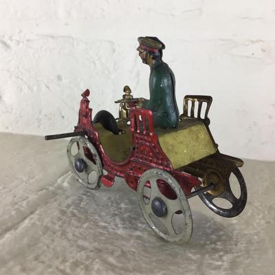 B1186 Rare Meier Tin German Horseless Carriage Cart German Lithographed Penny Toy