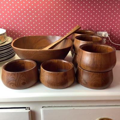 K1192 10pc Wooden Salad Bowl Set