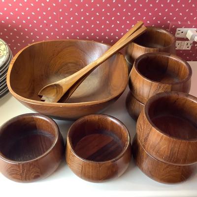 K1192 10pc Wooden Salad Bowl Set
