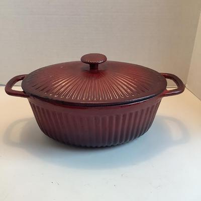 K1156 Large Oval Paula Dean 6qt Cast Iron Enamel Dutch Oven