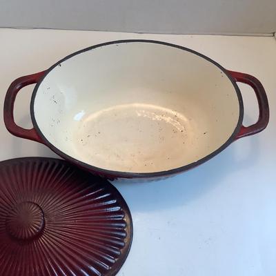 K1156 Large Oval Paula Dean 6qt Cast Iron Enamel Dutch Oven
