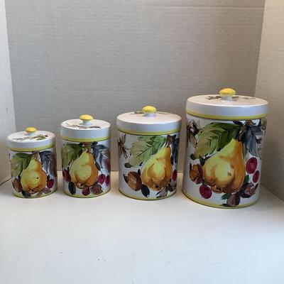K1157 Set of 4 Vintage Italian Pear Canisters