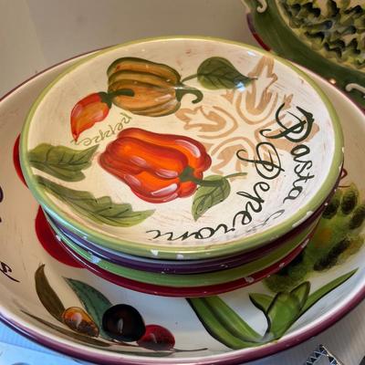 K1173 Italian Pottery Pasta Set